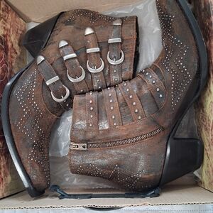 Old Gringo Brown Studded Ankle Boots